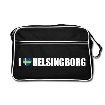 I love Helsingborg Schweden - Retro Tasche - Schwarz/Weiß - Vorne