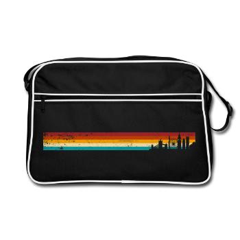 Sunset Stripes Skyline - Retro Tasche - Schwarz/Weiß - Vorne