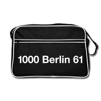 Berlin 61 Kreuzberg - Retro Tasche - Schwarz/Weiß - Vorne