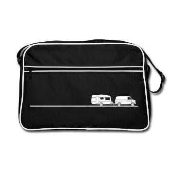 Caravan camping shirt for caravan fans - Retro Bag - black/white - Front