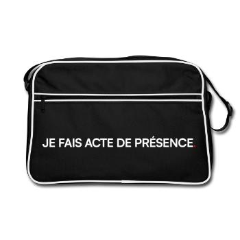 Je fais acte de présence humour bureau - Sac Retro - noir/blanc - Devant