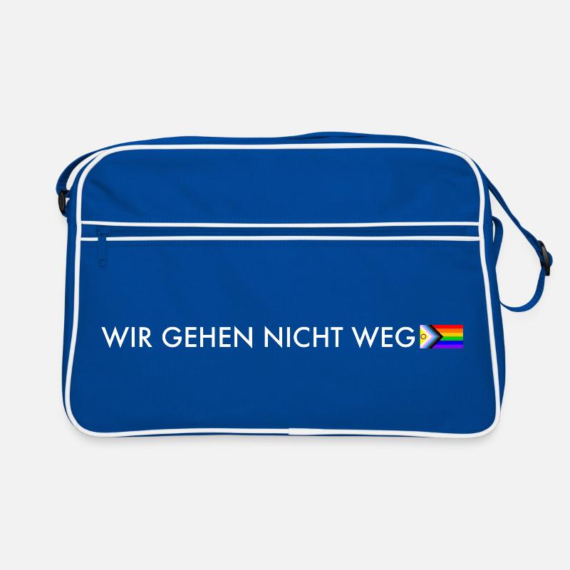 We're Not Going Away – Progress Pride Statement Retro Bag
