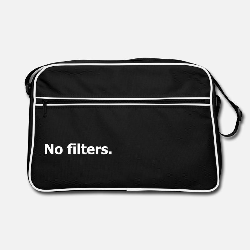 Keine Filter. Zitat schwarzer Humor, Ehrlichkeit Retro Tasche