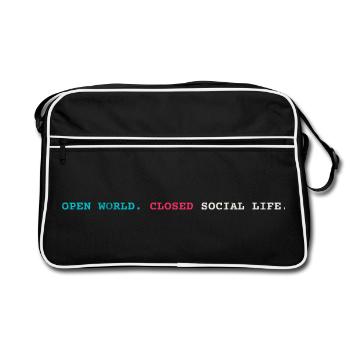 Open World Closed Social Life - Retro Tasche - Schwarz/Weiß - Vorne