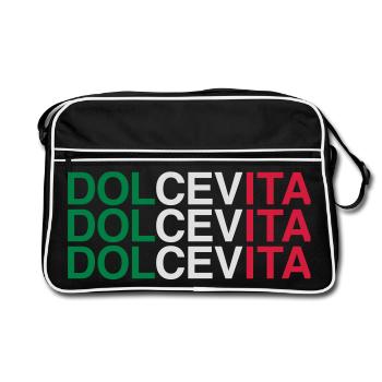DOLCE VITA Italien Italia Italie Drapeau - Sac Retro - noir/blanc - Devant