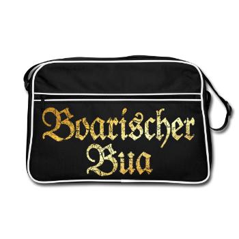 Boarischer Bua - Bayerischer Bube (Goldgelb) - Retro Tasche - Schwarz/Weiß - Vorne