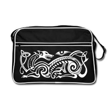 Chien de chasse celte (blanc) - Sac Retro - noir/blanc - Devant