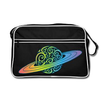 Planète arc-en-ciel - Sac Retro - noir/blanc - Devant
