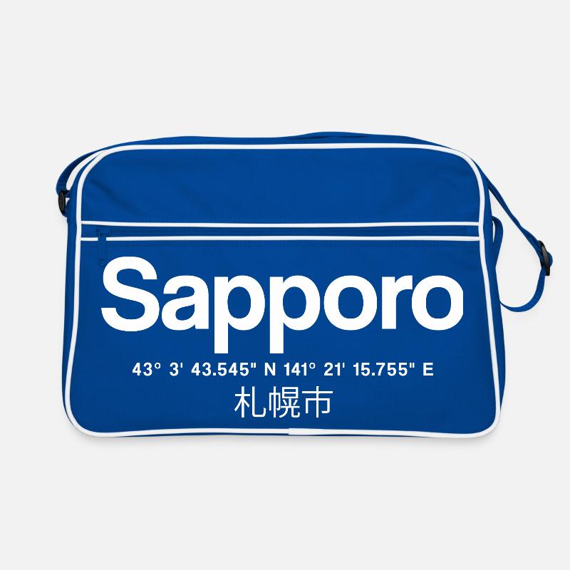 Sapporo Japan Typography with Coordinates Retro Bag