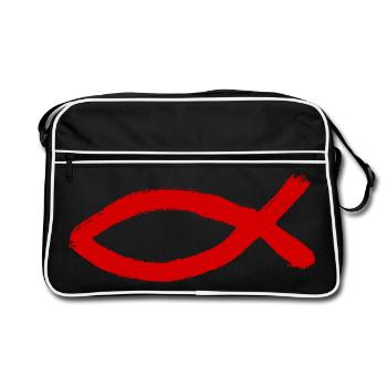 Jésus poisson Ichthys poisson poisson poisson - Sac Retro - noir/blanc - Devant