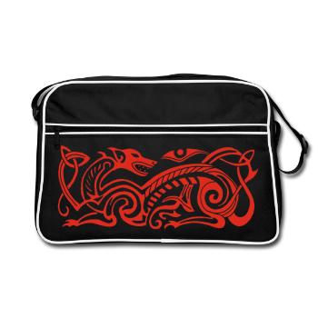 Chien de chasse celte (rouge) - Sac Retro - noir/blanc - Devant