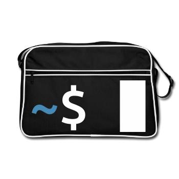 Linux Shell Command - Retro Bag - black/white - Front