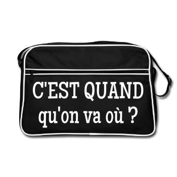 voyage, vacances, voyager, voyageur - Sac Retro - noir/blanc - Devant