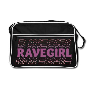Raver girl dessin pour festival, rave, EDM, danse - Sac Retro - noir/blanc - Devant