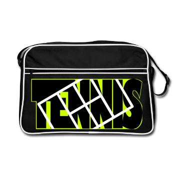 TENNIS-Neon-Raster-Overlay - Retro Tasche - Schwarz/Weiß - Vorne