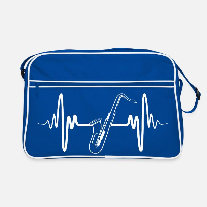 Saxophon Herzschlag EKG Retro Tasche