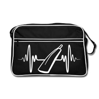 Cricket bat heartbeat - Retro Bag - black/white - Front