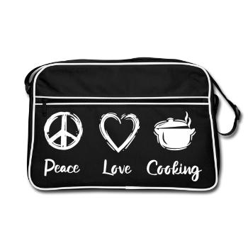 Paix, Amour, Cuisine - Sac Retro - noir/blanc - Devant
