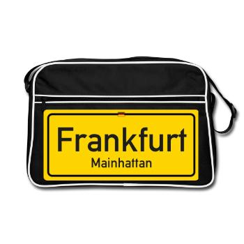 Frankfurter Ortsschild - Retro Tasche - Schwarz/Weiß - Vorne