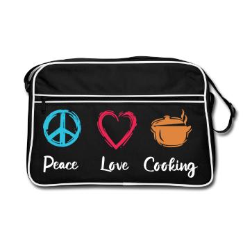 Paix, Amour, Cuisine - Sac Retro - noir/blanc - Devant