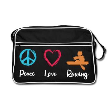 Peace, Love, Rowing - Retro Bag - black/white - Front