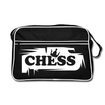 Schach Krone König Symbol Logo used look Turnier - Retro Tasche - Schwarz/Weiß - Vorne