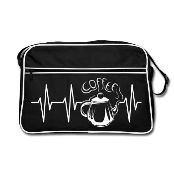 Kaffeekanne retro vintage Herzschlag Cafe Kanne - Retro Tasche - Schwarz/Weiß - Vorne