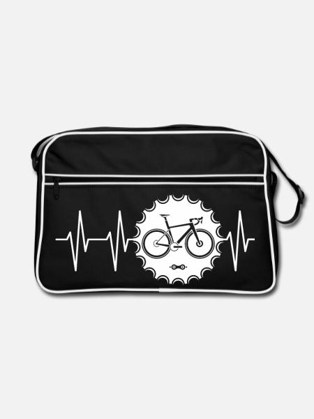 pulse bike logo with sprocket Biketeam Team Tour - Retro Bag - black/white - Front