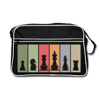 Pièces d’échecs rétro joueur d’échecs club logo de l’équipe - Sac Retro - noir/blanc - Devant