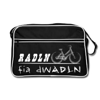 RADLN fia dWADLN - Cycling for the calves, rhyme - Retro Bag - black/white - Front