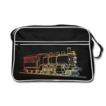 Lokomotive Retro Stil - Retro Tasche - Schwarz/Weiß - Vorne