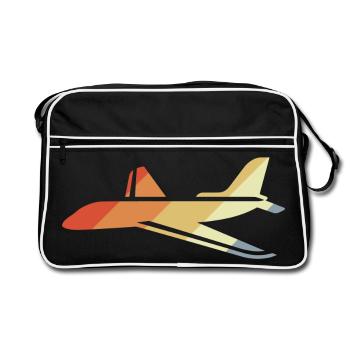 Vintage Airplane Graphic - Retro Bag - black/white - Front