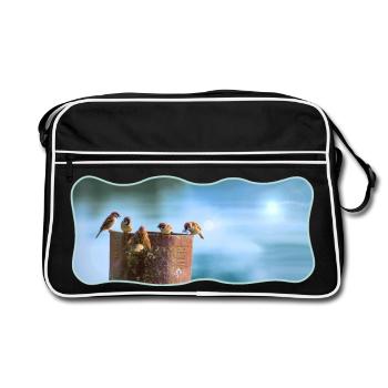 Conception photo moineaux rencontre courbe contour - Sac Retro - noir/blanc - Devant