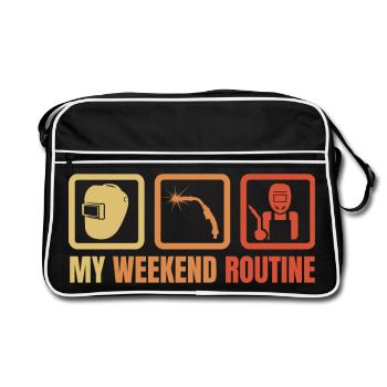 Routine du week-end de soudeur - Sac Retro - noir/blanc - Devant