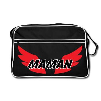Maman d'Amour - Muttertag - Retro Tasche - Schwarz/Weiß - Vorne