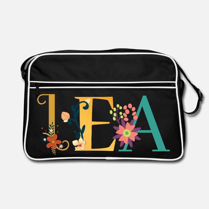 LEA Name Art avec fleurs brodées Sac Retro