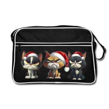 Grim Christmas Cats Trio Cadeaux - Sac Retro - noir/blanc - Devant