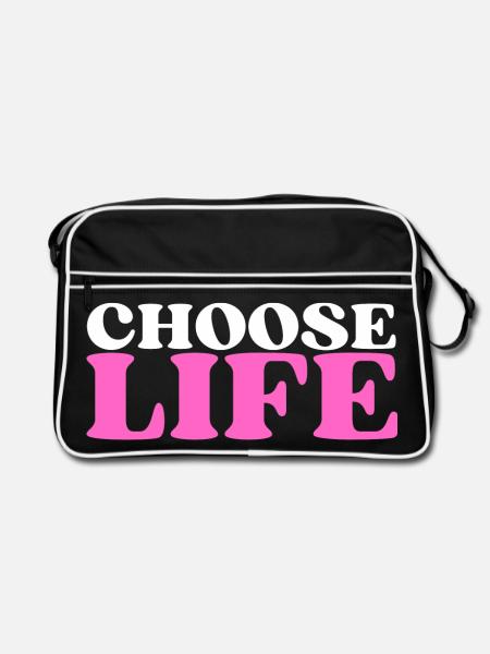 Choose Life - Statement fürs Leben! Was wählst du? - Retro Tasche - Schwarz/Weiß
