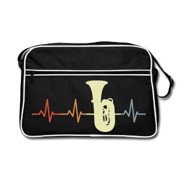 Tuba Vintage Cœur Ligne - Sac Retro - noir/blanc - Devant