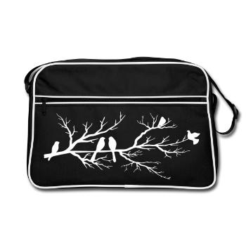 Les oiseaux blancs sur la branche - Sac Retro - noir/blanc - Devant