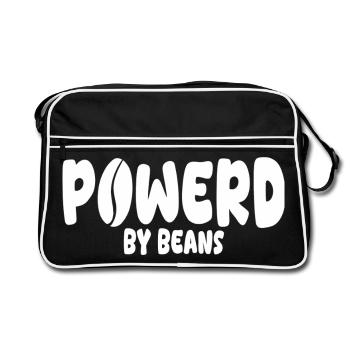 Power by Beans Cartoon Logo Design - Retro Tasche - Schwarz/Weiß - Vorne