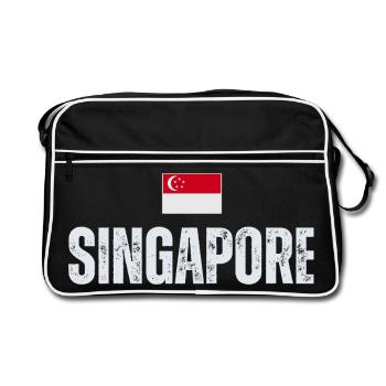 J'aime Singapour, la fierté singapourienne - Sac Retro - noir/blanc - Devant