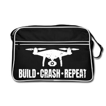 Répétition du crash de la construction d'un drone - Sac Retro - noir/blanc - Devant