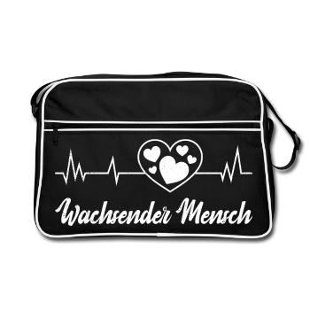 Werdende Mutter WACHSENDER MENSCH Lustig - Retro Tasche - Schwarz/Weiß - Vorne