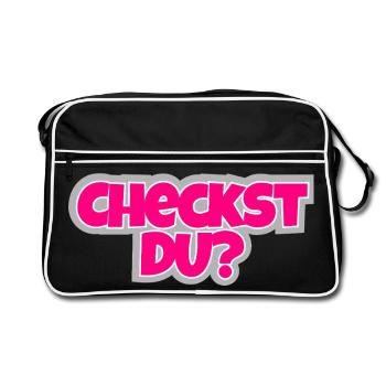 Checkst Du? - frech fragen, stylisch antworten. - Retro Tasche - Schwarz/Weiß - Vorne