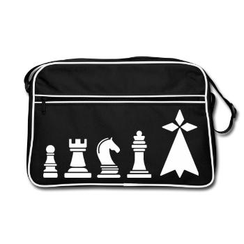 Bretagne Échecs – Symbole Breton Hermine & Jeu - Sac Retro - noir/blanc - Devant