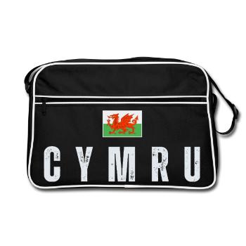 Flag of Wales, Welsh patriot - Retro Bag - black/white - Front