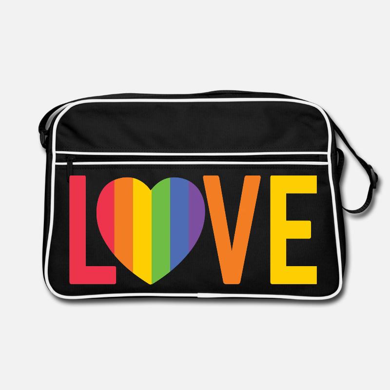 Rainbow Heart LOVE Design Retro Bag