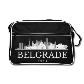 Silhouette de Belgrade, Belgrade Serbie - Sac Retro - noir/blanc - Devant