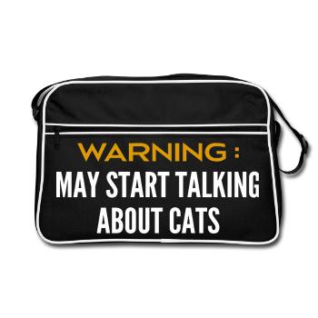 Seien Sie vorsichtig, wenn Sie über Katzen sprechen können - Retro Tasche - Schwarz/Weiß - Vorne